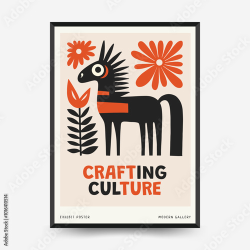 Abstract folk nordic art posters template. Modern trendy minimal style. Hand drawn design for wallpaper, wall decor, print, postcard, cover, template, banner.