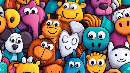 Playful Cartoon Animals Pattern for Fun Designs