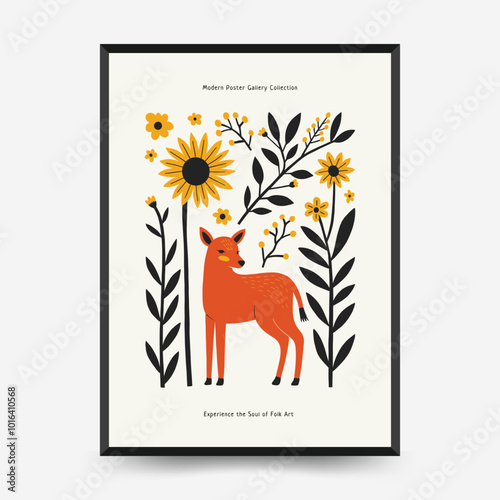 Abstract folk nordic art posters template. Modern trendy minimal style. Hand drawn design for wallpaper, wall decor, print, postcard, cover, template, banner.