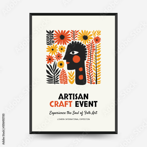 Abstract folk nordic art posters template. Modern trendy minimal style. Hand drawn design for wallpaper, wall decor, print, postcard, cover, template, banner.
