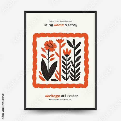 Abstract folk nordic art posters template. Modern trendy minimal style. Hand drawn design for wallpaper, wall decor, print, postcard, cover, template, banner.