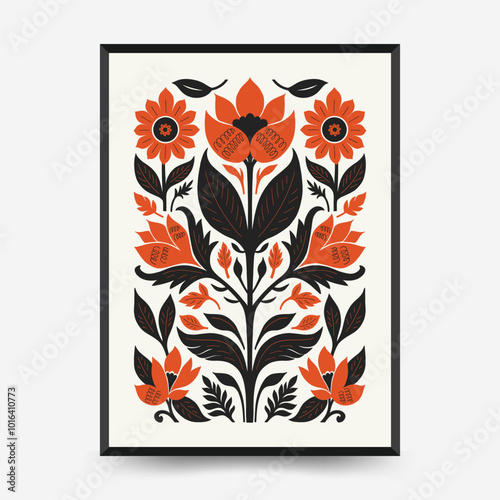 Abstract folk nordic art posters template. Modern trendy minimal style. Hand drawn design for wallpaper, wall decor, print, postcard, cover, template, banner.