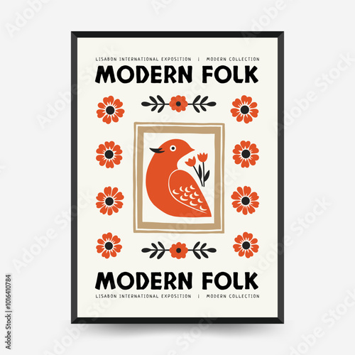 Abstract folk nordic art posters template. Modern trendy minimal style. Hand drawn design for wallpaper, wall decor, print, postcard, cover, template, banner.