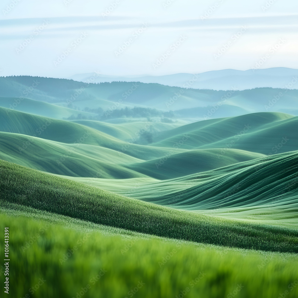Fototapeta premium green field and mountains