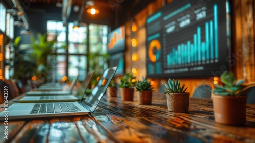 Modern Office Meeting Space with Data Visualization photo