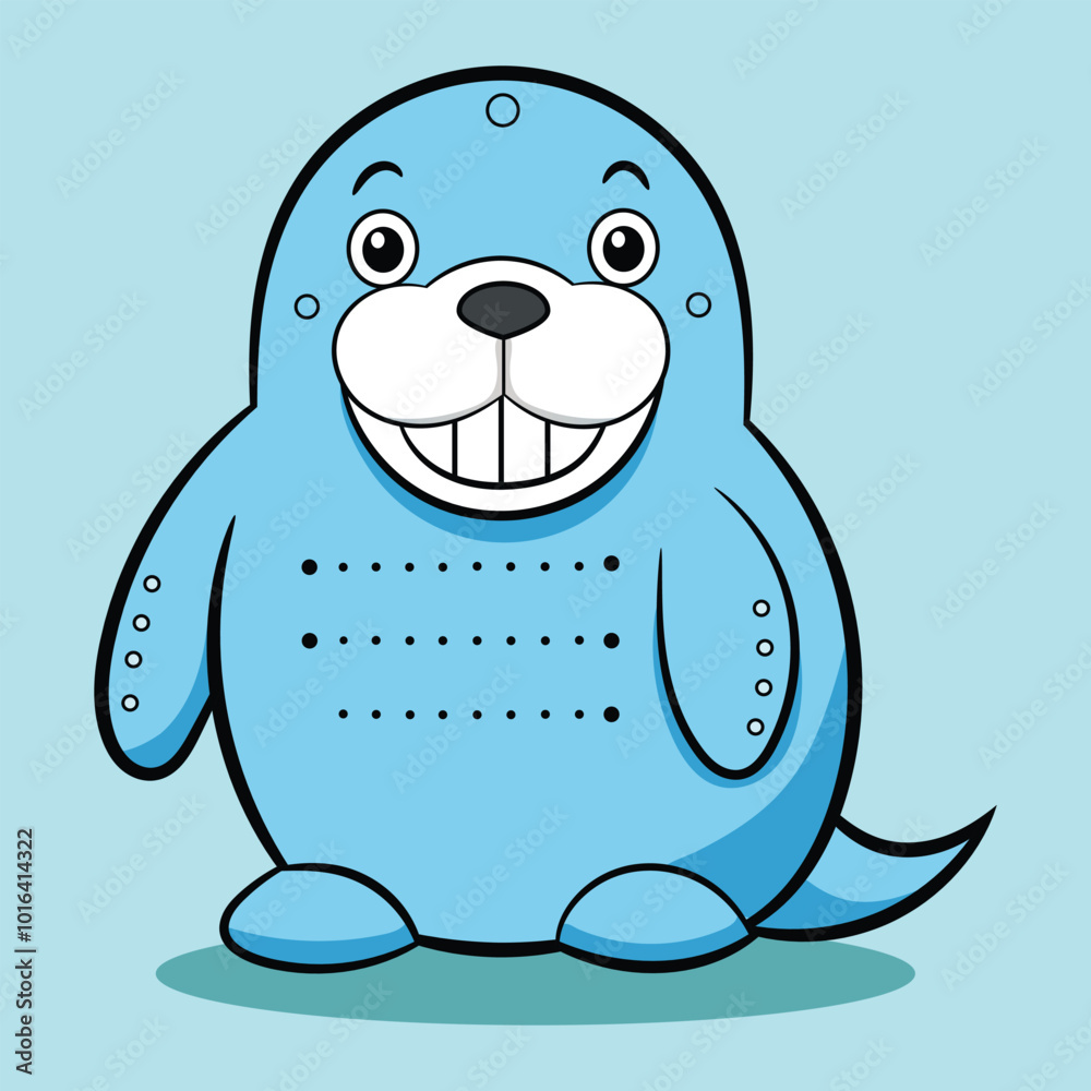 Naklejka premium Cute walrus cartoon Morse vector illustration. Animal nature icon 