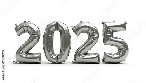 2025 new year silver celebration balloons