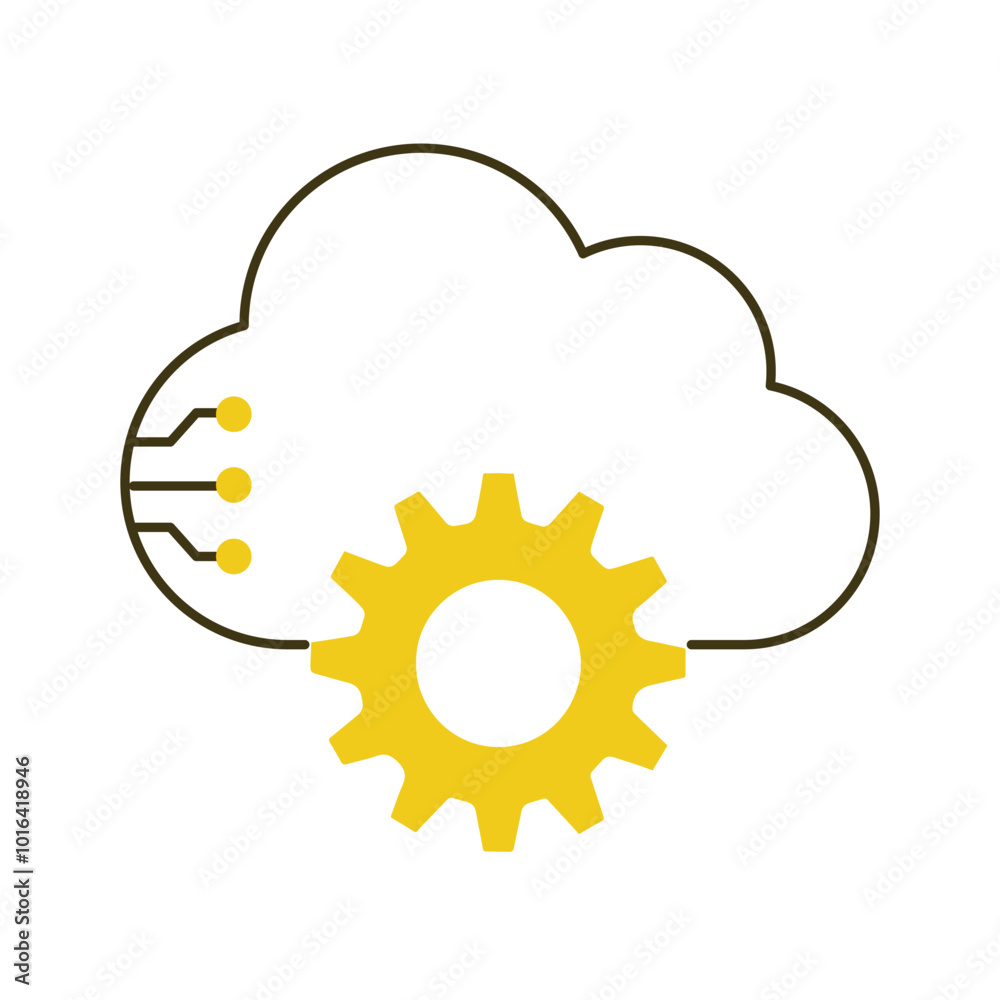 AI Cloud Infrastructure Automation Vector Icon Design, AI automation, cloud technology, computing services AI Cloud Infrastructure Automation Vector Icon Design, AI automation, cloud technology, computing services