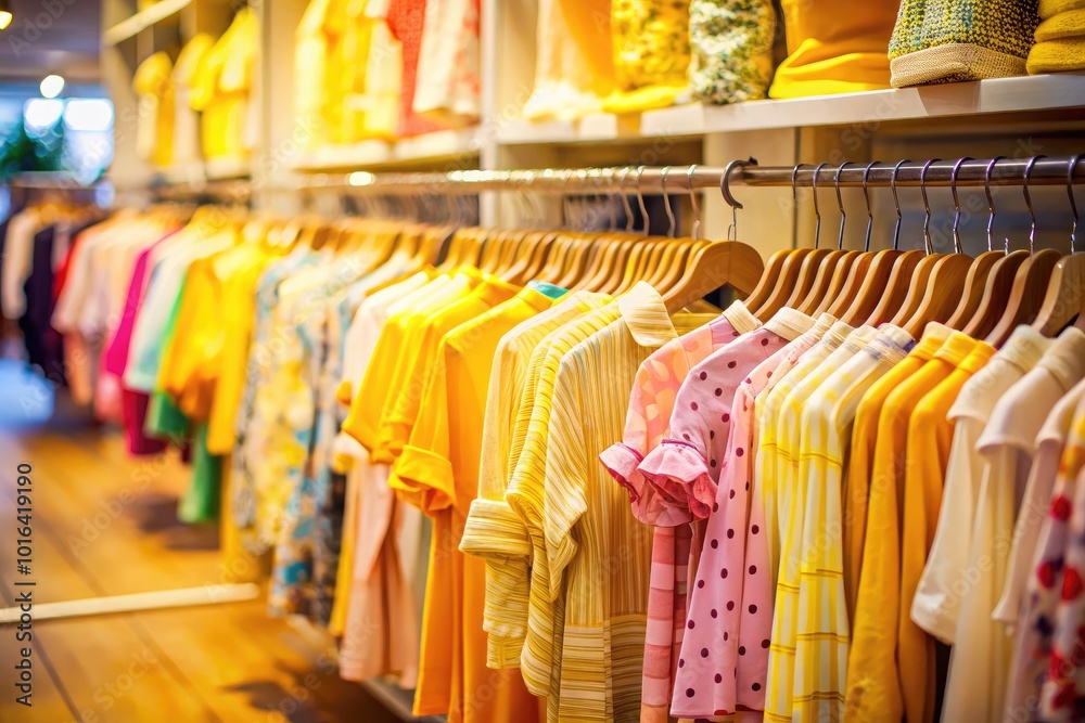 Vibrant Tilt-Shift Photography of Colorful Clothing Rack in Casual Setting Vibrant Tilt-Shift Photography of Colorful Clothing Rack in Casual Setting