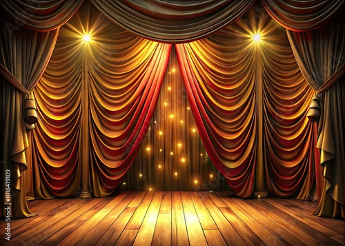 Vibrant Theater Curtains with Colorful Lighting in Low Light Photography Style