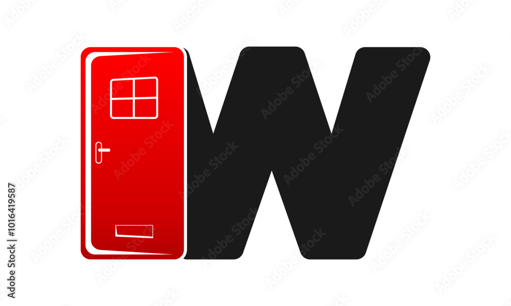 Letter W alphabet with open door illustration design vector Letter W alphabet with open door illustration design vector