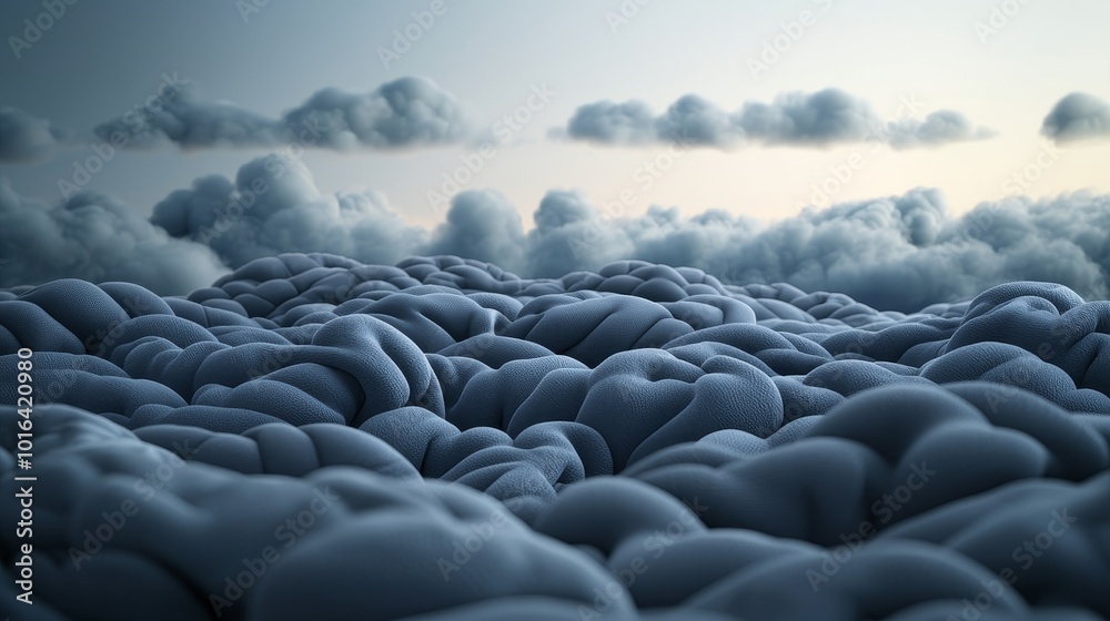 Fototapeta premium Vibrant clouds rolling in a soft, abstract formation during twilight.