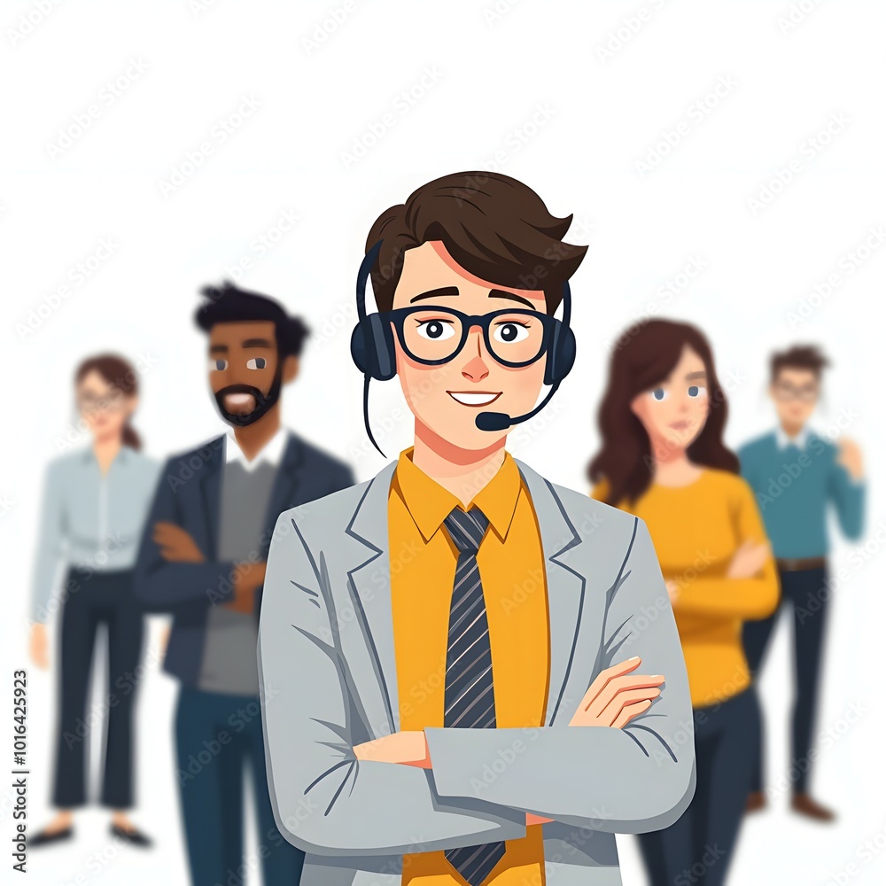 Smiling Customer Service Team Working in a Modern Call Center, Providing Professional Virtual Support to Clients Smiling Customer Service Team Working in a Modern Call Center, Providing Professional Virtual Support to Clients