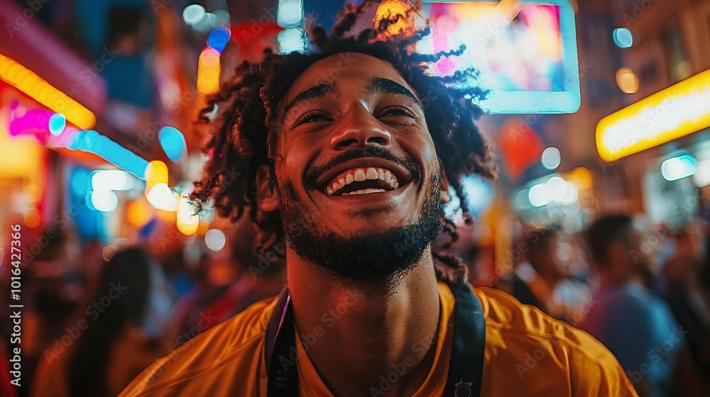 Happy Man in City Lights Happy Man in City Lights