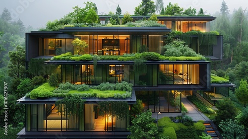 Modern Eco-Friendly Architecture Surrounded by Nature