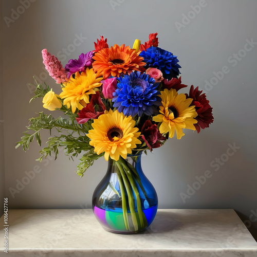 LGBTQ Pride Floral Bouquet | Rainbow Colors in Vase | Inclusive Flower Arrangement