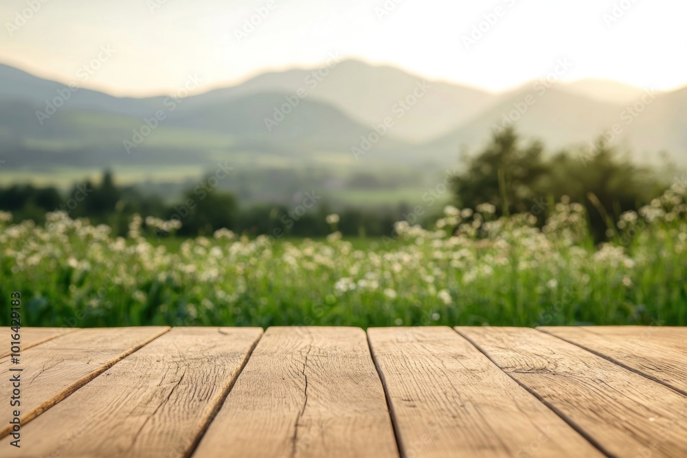 Wooden table with a blurred background countryside landscape wood. Wooden table with a blurred background countryside landscape wood.