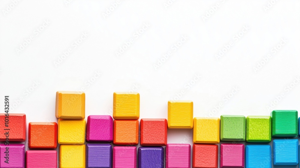 Colorful wooden blocks arranged in pattern Colorful wooden blocks arranged in pattern