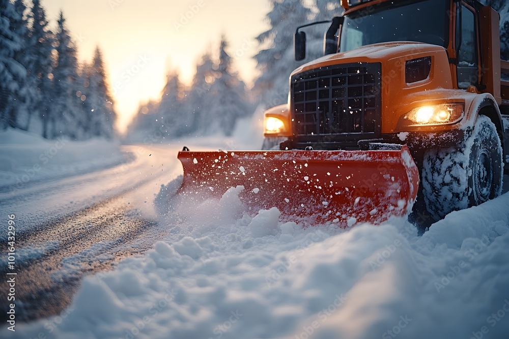 Snowplow On A Road, Snow Removal
