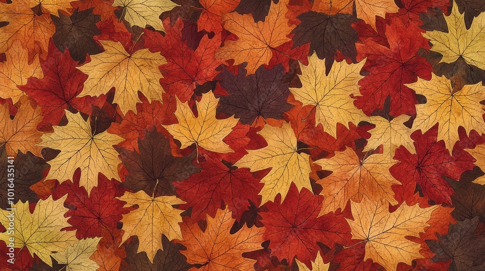 Vibrant Autumn Leaves in Watercolor Style Vibrant Autumn Leaves in Watercolor Style
