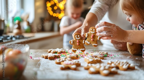 A Child Holding Two Gingerbread Cookies with Icing