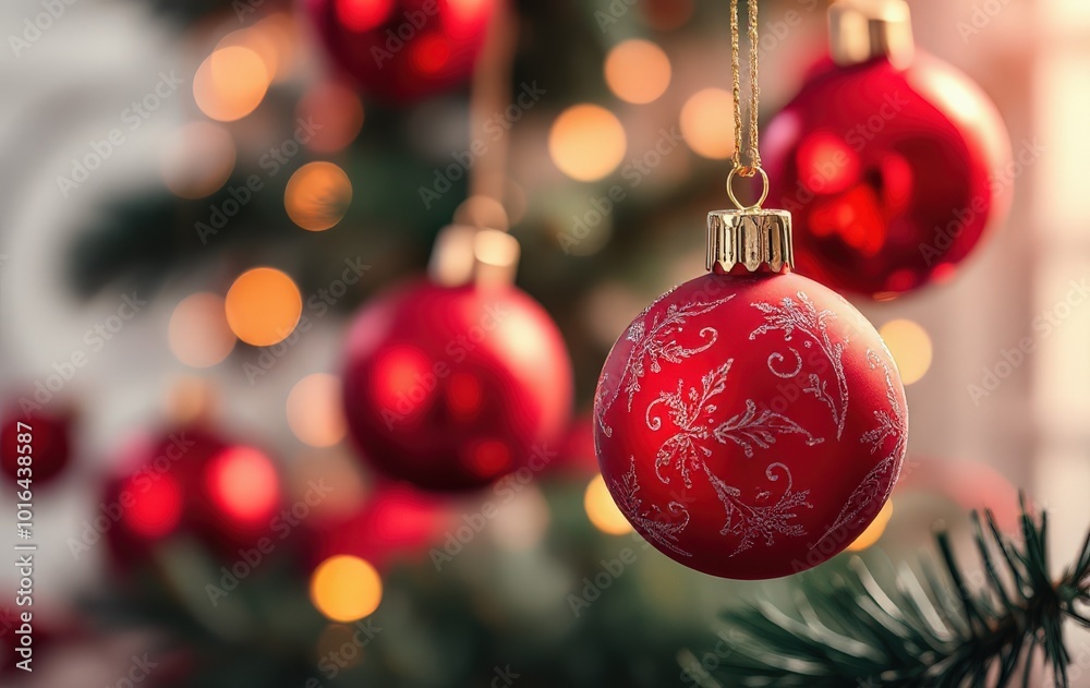 Christmas Ornaments with Warm Red Glow Christmas Ornaments with Warm Red Glow