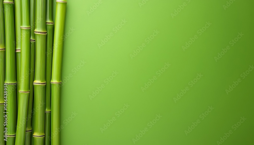 Bamboo stalks against a vibrant green background, showcasing natural beauty. Bamboo stalks against a vibrant green background, showcasing natural beauty.