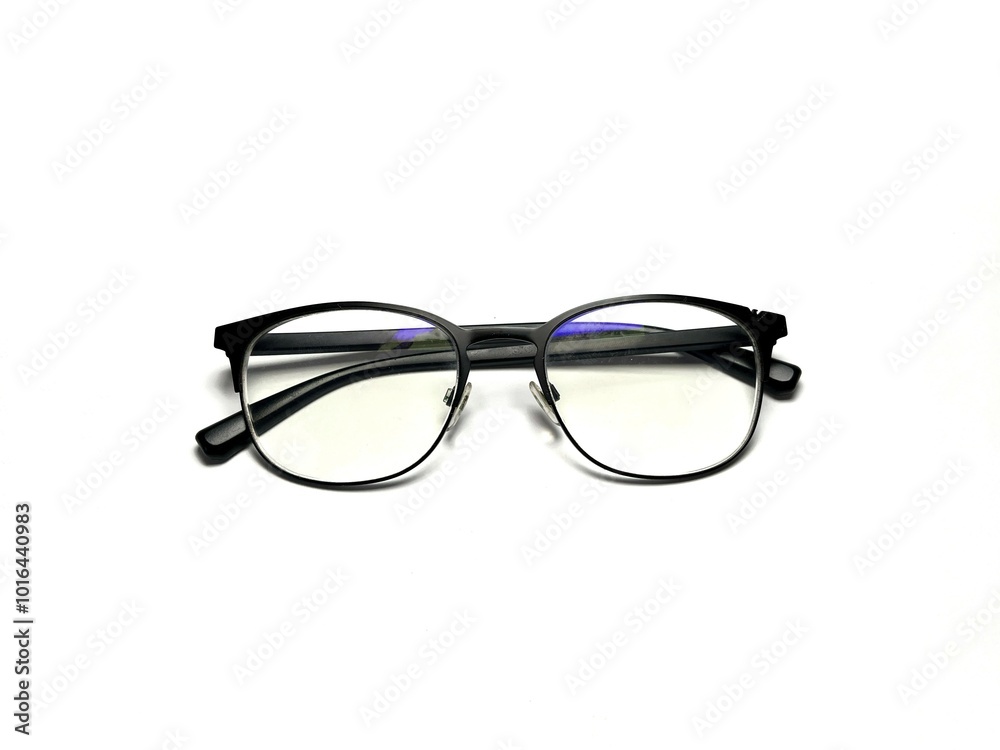 Glasses isolated on a white background. Glasses with black frame. Glasses isolated on a white background. Glasses with black frame.