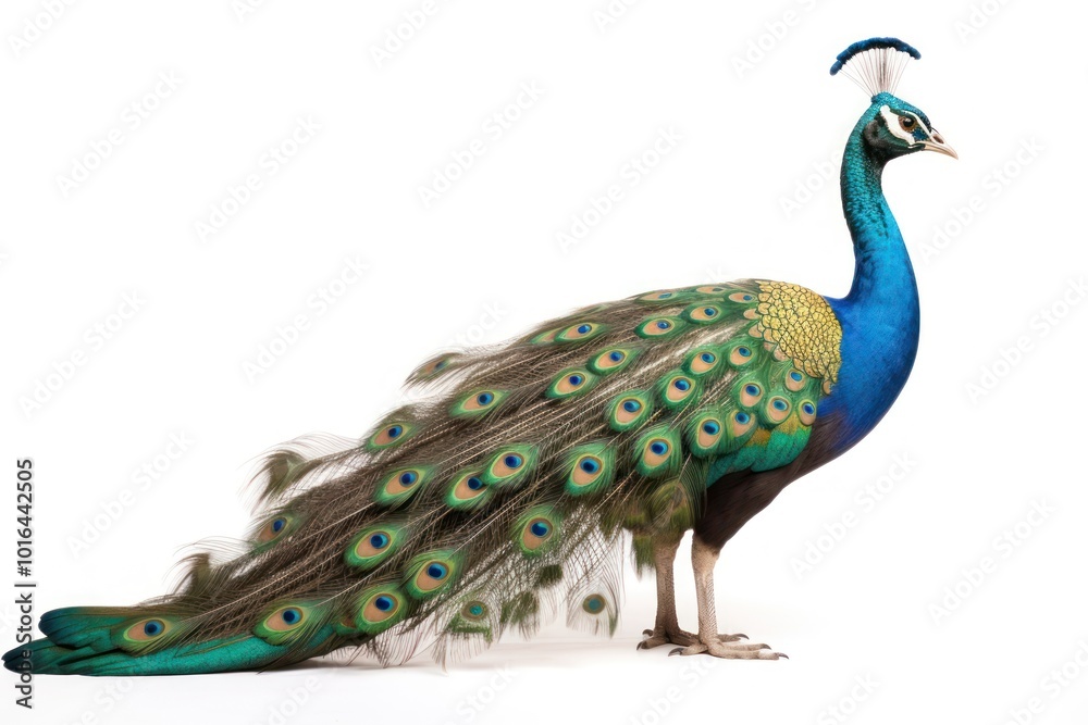 Fototapeta premium Peacock animal bird white background.