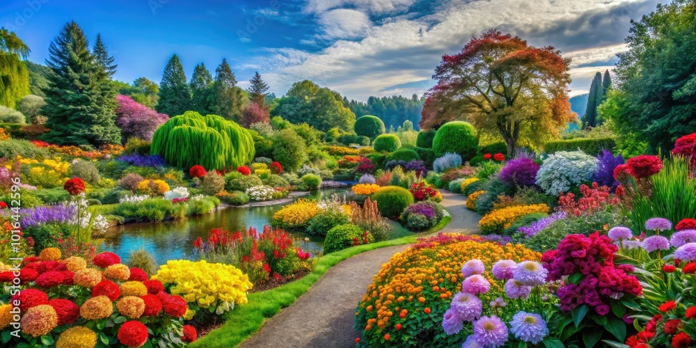 Obraz premium Vibrant Paintings of Flower Gardens Showcasing Nature's Beauty in Various Artistic Styles and Colors