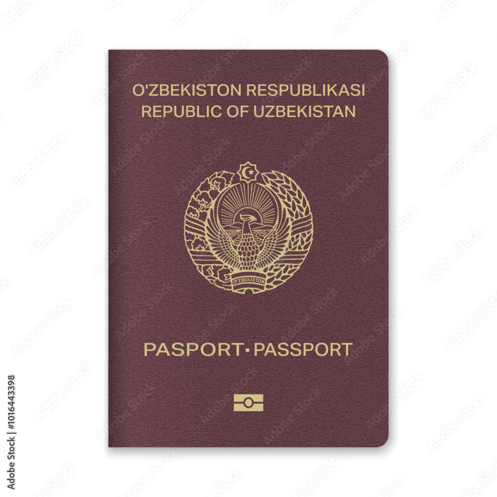 Uzbekistan Passport Cover with Gold Emblem and Text Uzbekistan Passport Cover with Gold Emblem and Text
