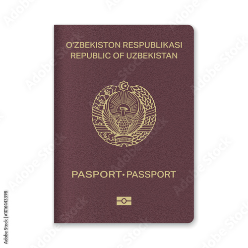 Uzbekistan Passport Cover with Gold Emblem and Text