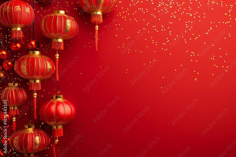 Beautiful greeting card with holiday composition for celebrate chinese festival of lanterns Beautiful greeting card with holiday composition for celebrate chinese festival of lanterns