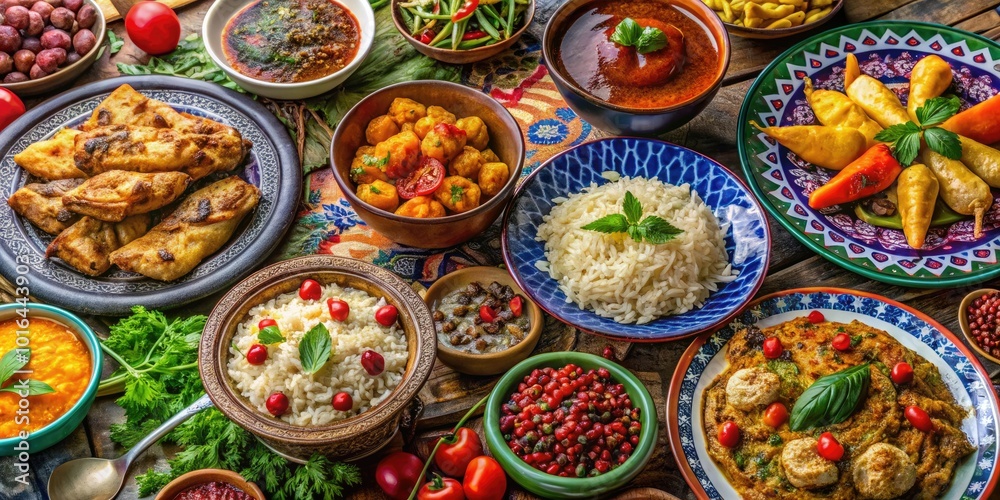 Vibrant Spread of Traditional Afghan Cuisine Highlighting Rich Food Culture and Authentic Dishes