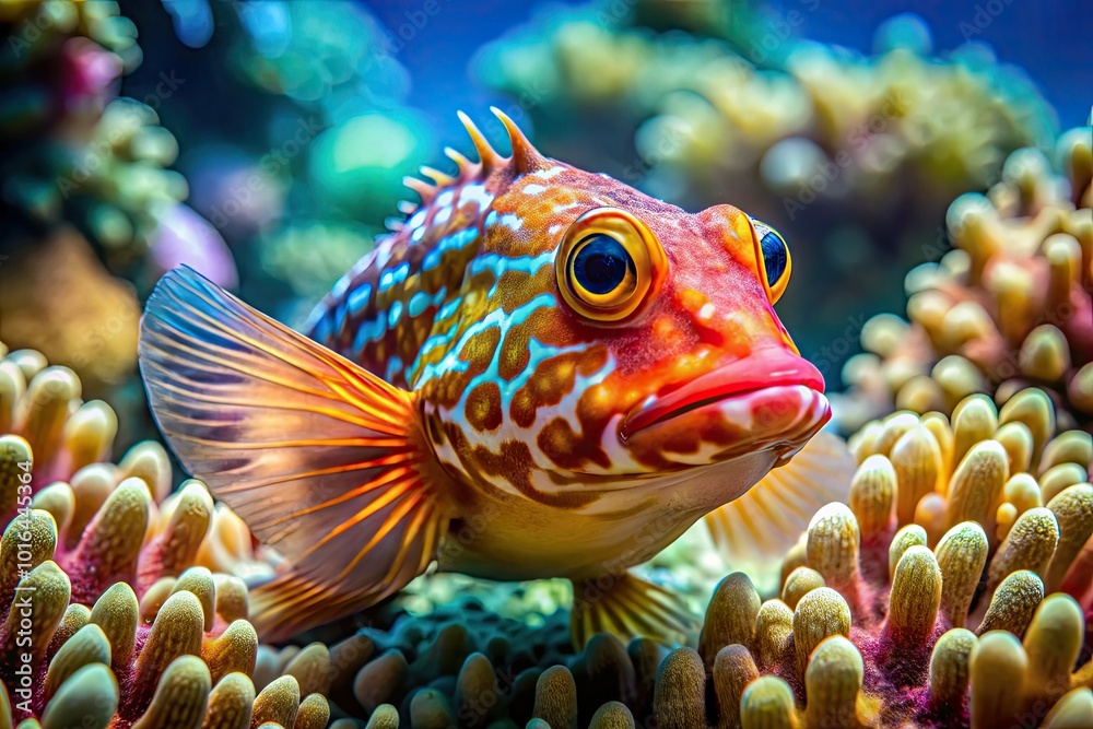 Vibrant wormfish glides gracefully through a coral reef, showcasing brilliant colors amidst clear tropical waters, thriving in a rich marine environment. Vibrant wormfish glides gracefully through a coral reef, showcasing brilliant colors amidst clear tropical waters, thriving in a rich marine environment.