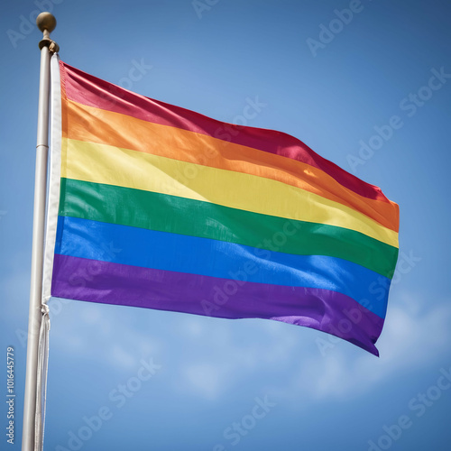 Vibrant LGBTQ Pride Flag Displayed Outdoors | Symbol of Love, Unity, and Freedom