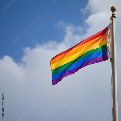 Rainbow Flag Waving in the City | LGBTQ+ Community and Pride Representation