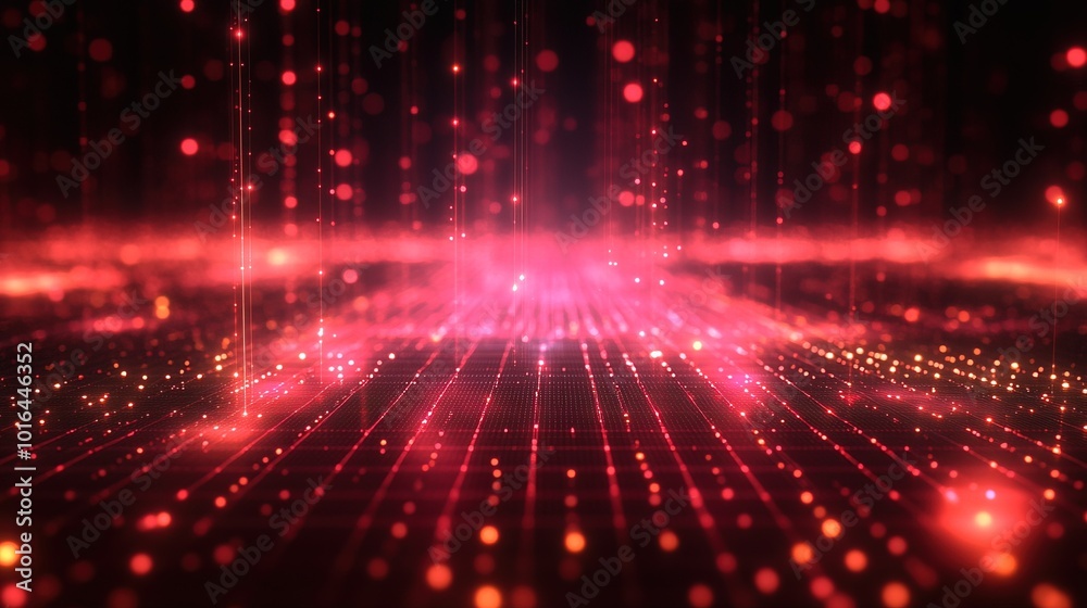 Obraz premium Abstract tech grid background with glowing network nodes and line