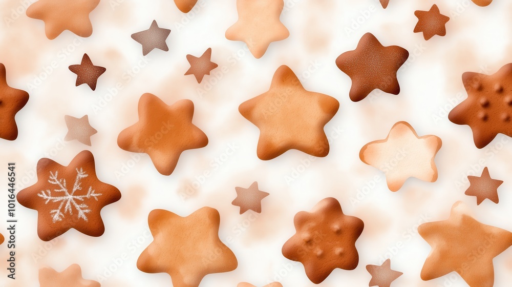 Assortment of homemade star shaped biscuits or cookies in various shades of brown and beige arranged on a clean white background These festive confections evoke the warmth Assortment of homemade star shaped biscuits or cookies in various shades of brown and beige arranged on a clean white background These festive confections evoke the warmth
