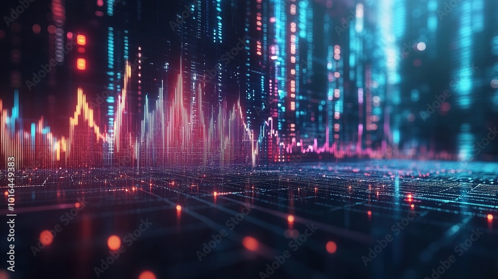 Naklejka premium A digital representation of a rising stock market graph on a computer screen 