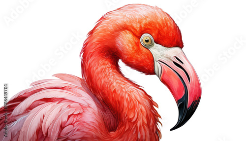 Colorful flamingo with elegant plumage transparent