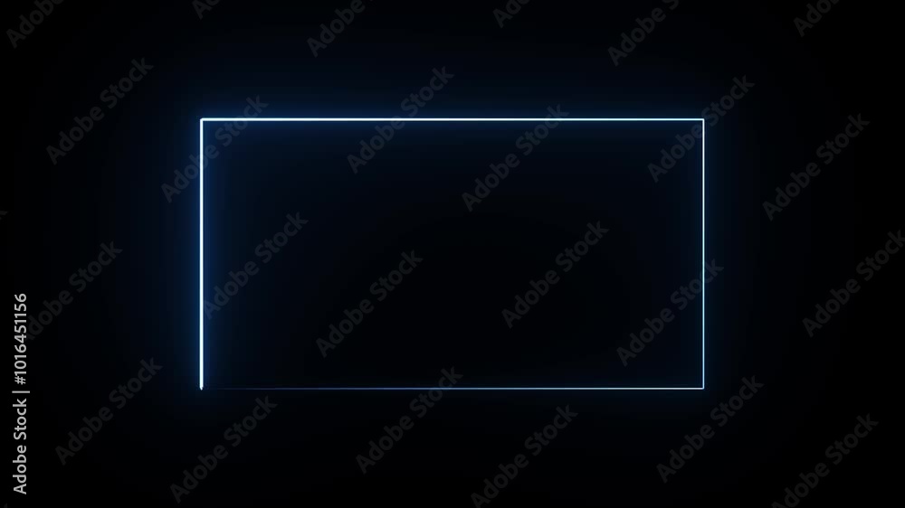 light glowing neon blue color picture frame rectangle animation icon