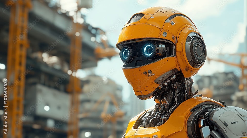 A Yellow Robot in a Construction Zone A Yellow Robot in a Construction Zone