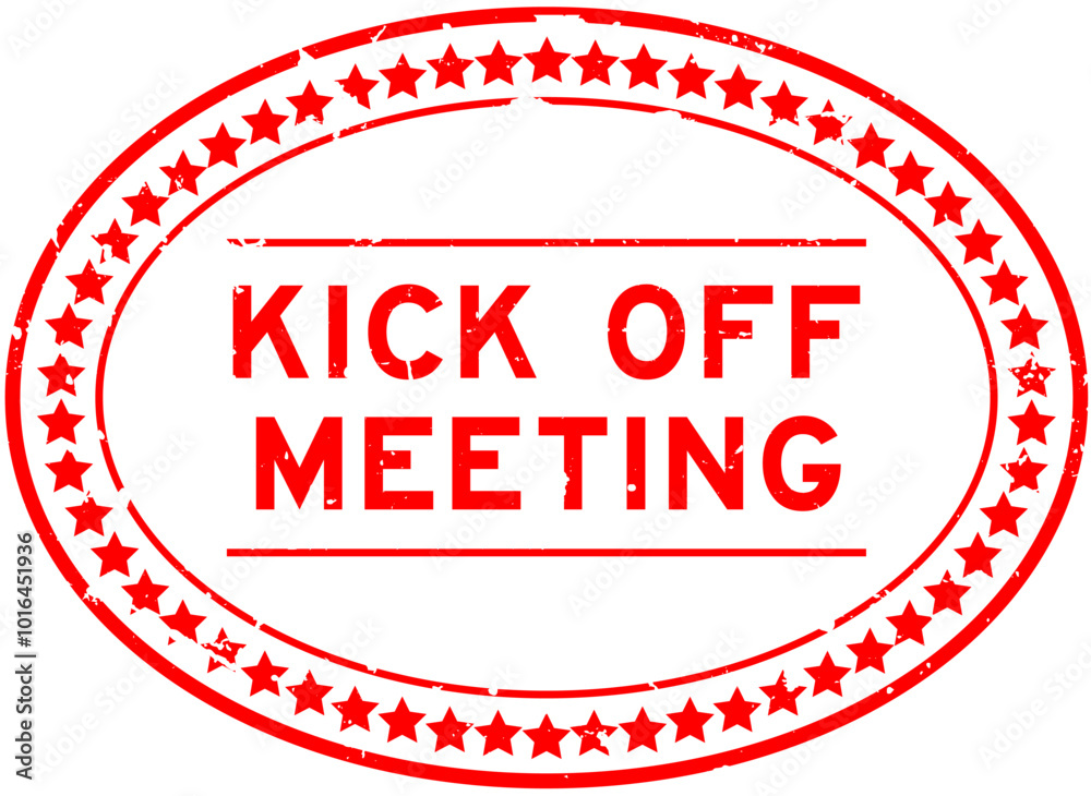Grunge red kick off meeting word oval seal stamp on white background Grunge red kick off meeting word oval seal stamp on white background