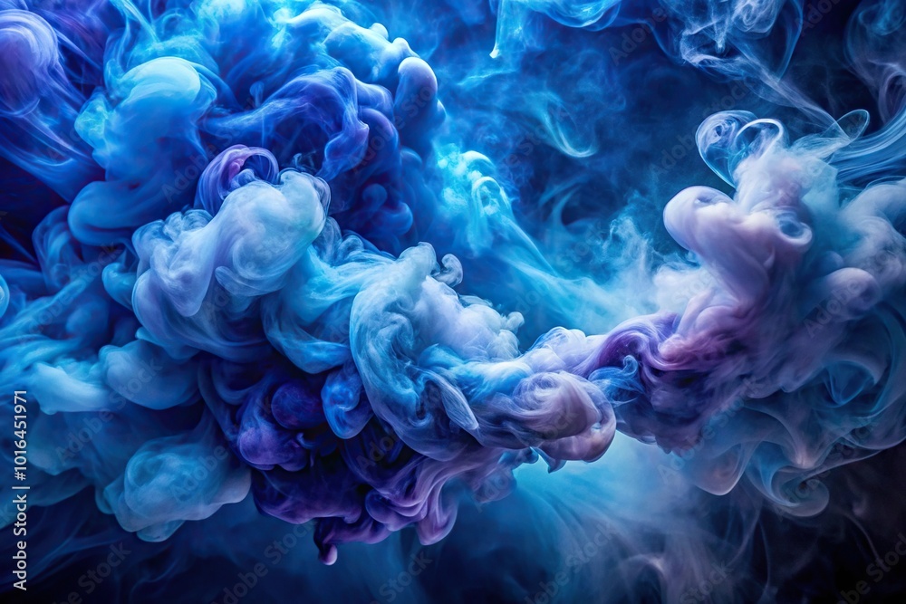 Aerial swirling indigo smoke with a mysterious allure enhances magical themes Aerial swirling indigo smoke with a mysterious allure enhances magical themes