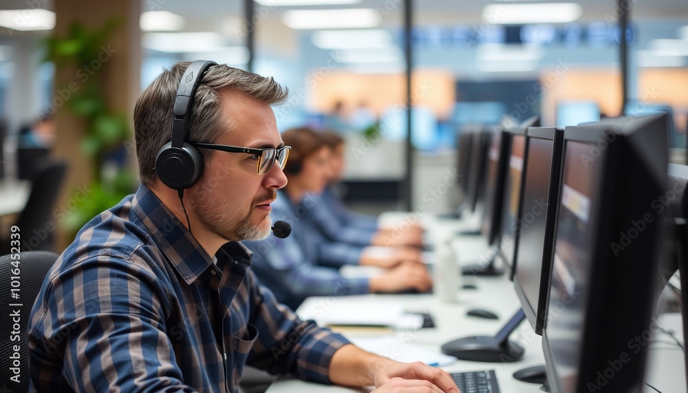 Professional Man at Work in Modern Office Environment Professional Man at Work in Modern Office Environment