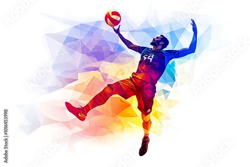 Illustration of abstract volleyball player silhouette in triangle. volleyball player, sport