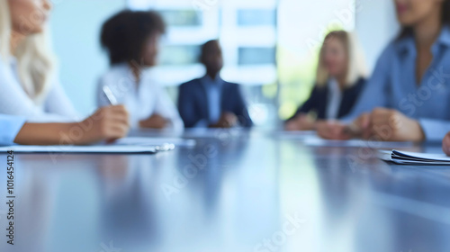 A business meeting where people discuss their company, with young management reviewing the balance sheet for the current year and looking to develop greater profit for the upcoming year.