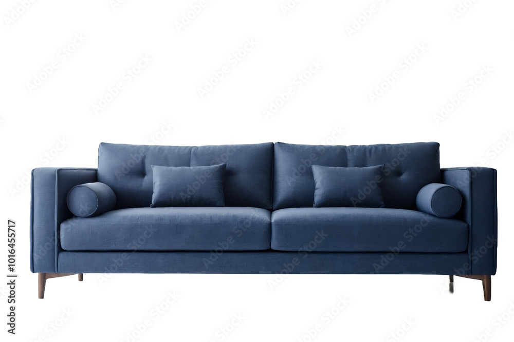 Dark blue modern sofa, isolated, transparent background, no background. PNG. Dark blue modern sofa, isolated, transparent background, no background. PNG.