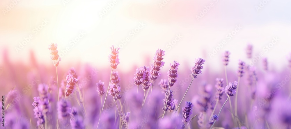 Obraz premium Lavender field under soft sunlight